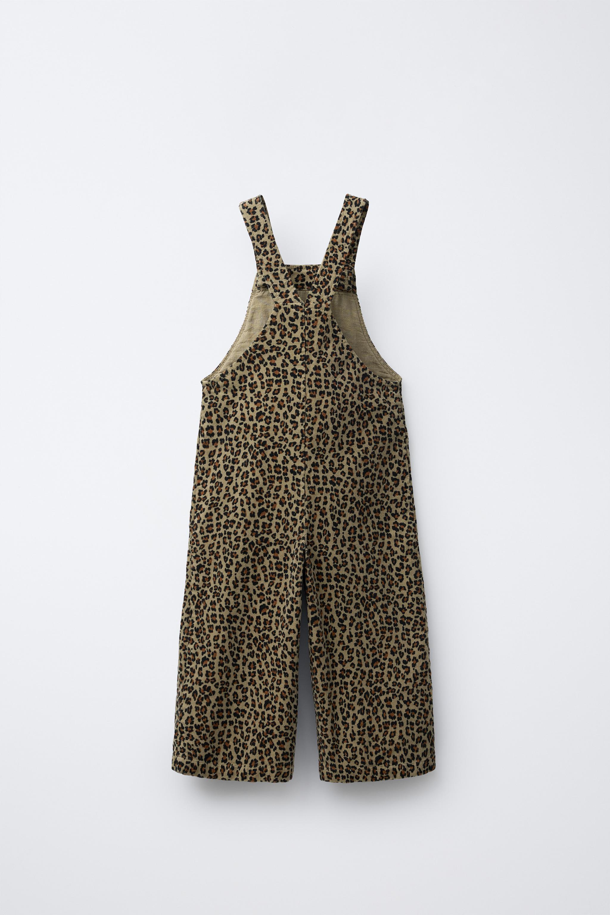 SALOPETTE EN MICRO-VELOURS CÔTELÉ ANIMAL PRINT